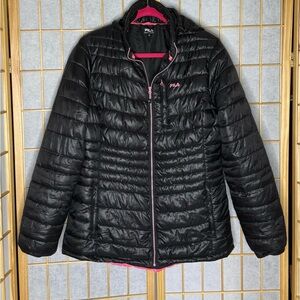 Fila Women's Black and Pink Puffer Jacket